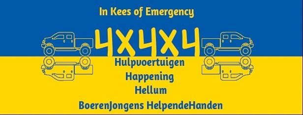 Er zijn nog kaarten verkrijgbaar voor de 4X4X4 Hulpvoertuigen Happening Hellum van BoerenJongens HelpendeHanden