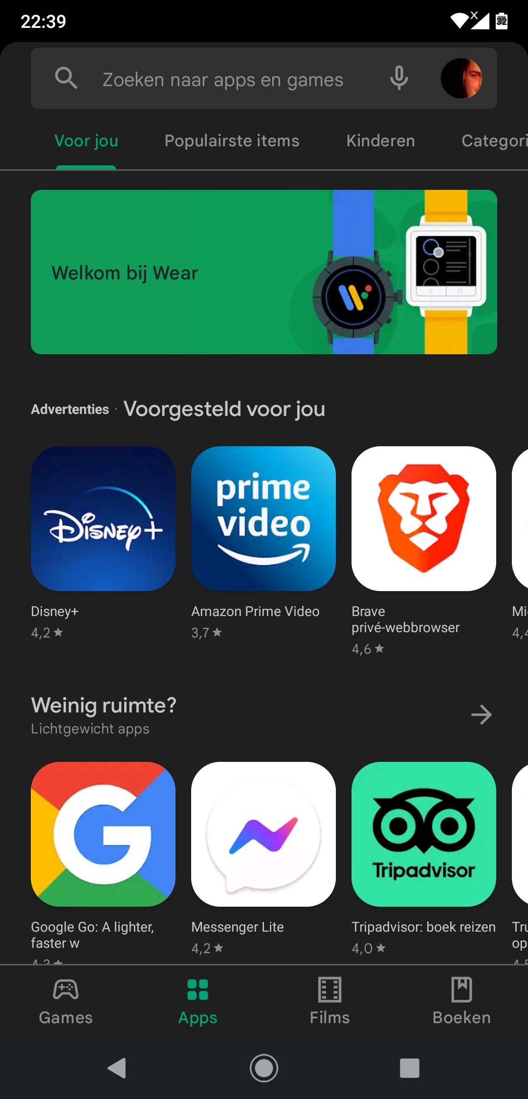 Afvalwijzer app installeren: Google Play Store beginscherm