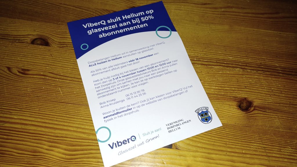 Flyer ViberQ voor 50% project Hellum