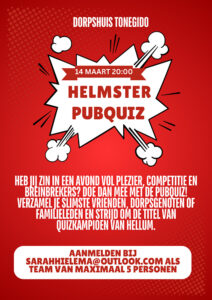 Helmster pubquiz - maart 2025 - Flyer