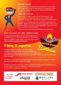 Kinderspeelweek 2025: Hellum Superheldenacademie & dorpsbarbecue - Flyer - achterkant