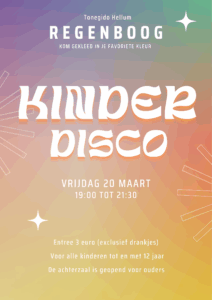 Kinderdisco 20 maart 2026 - Flyer