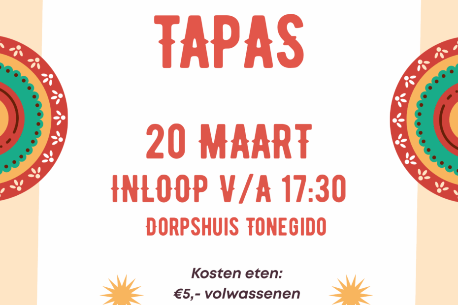 VrijMiBo: Patatas Bravas Tapas 20 maart 2026 - Flyer